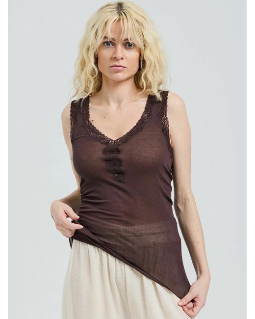Seamless Basic Brown Top Lacey