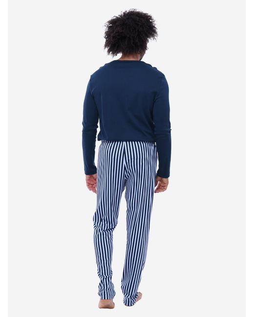 Mey Pyjama Lang Graphic Stripes in Blue für Herren
