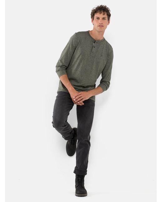 Camel Active Langarm Henleyshirt Aus Nachhaltigen Baumwollmix in Green für Herren