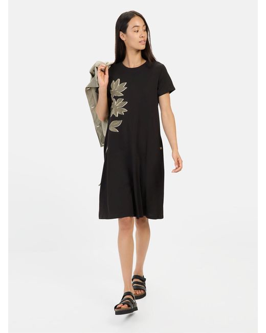 Camel Active Black Kurzes T-Shirt-Kleid Mit Blumenprint