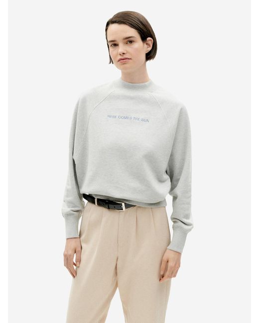 Thinking Mu White Sweatshirt 'Here Comes The Sun'