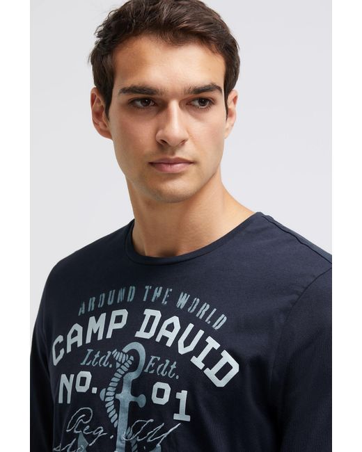 Camp David Longsleeve Mit Rubber Print Und Stickerei in Blue für Herren