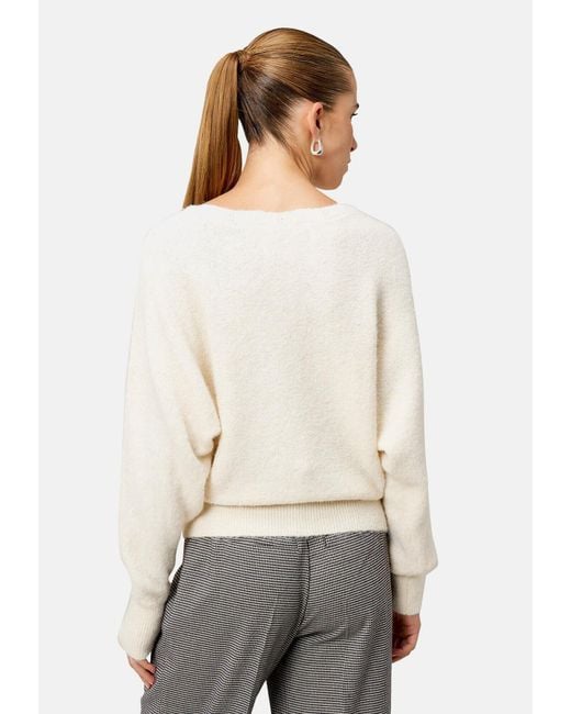 Zero White Strickpullover Mit U-Boot Ausschnitt
