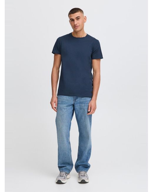 Solid Rundhalsshirt Sdjuan in Blue für Herren