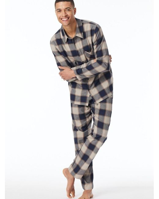 Schiesser Pyjama Selected Premium Warming in Black für Herren