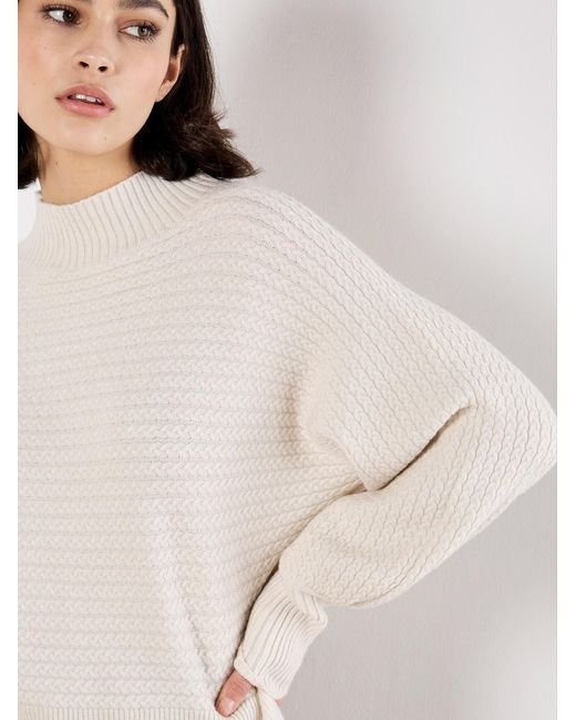 Apricot White Twisted Cable Knit Batwing Jumper