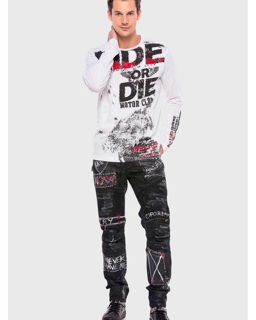 Cipo & Baxx Jeans Mit Dicken Ziernähten Und Vielseitigen Prints in Blue für Herren