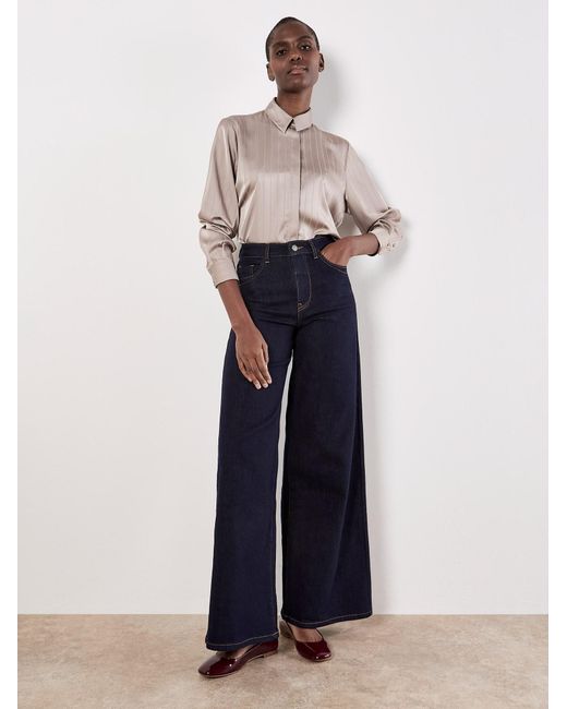 Apricot Natural Satin Self-Stripe Oversized Shirt