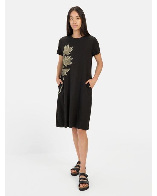 Camel Active Black Kurzes T-Shirt-Kleid Mit Blumenprint