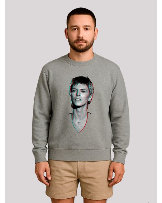 F4NT4STIC Sweatshirt Tv Times Pop Star David Bowie Portrait 1977 in Gray für Herren