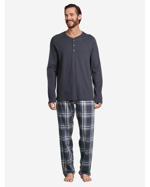Schiesser Pyjama Lang Night & Home in Blue für Herren