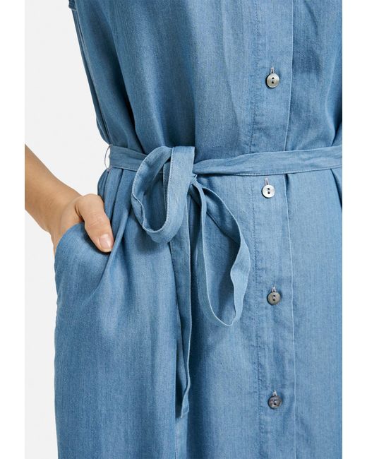 Milano Italy Blue Ärmelloses Midikleid Mit Bindegürtel