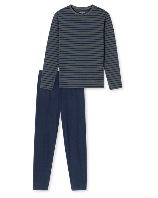 Schiesser Pyjama Lang Casual Essentials in Blue für Herren