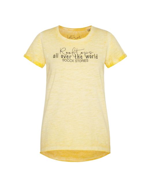 SOCCX Yellow T-Shirt Im Used Look Mit Label Prints