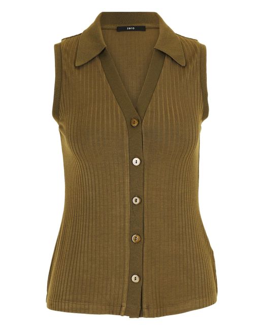 Zero Green Jerseytop Mit Knopfleiste