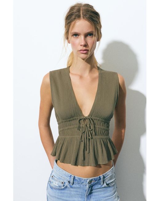 Pull&Bear Green Blusentop