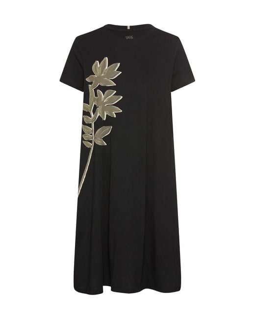 Camel Active Black Kurzes T-Shirt-Kleid Mit Blumenprint