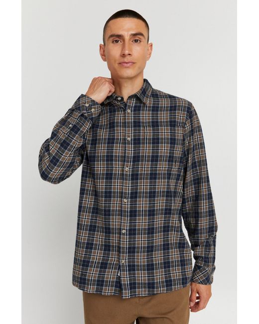 Solid Langarmhemd 'court' in Gray für Herren