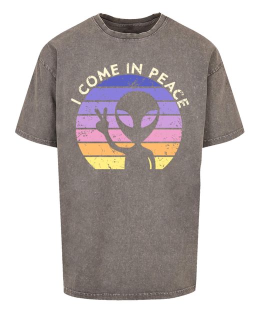F4NT4STIC T-Shirt Alien Peace Sunset in Gray für Herren