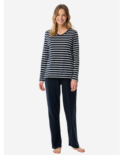 Schiesser Blue Pyjama Casual Essentials