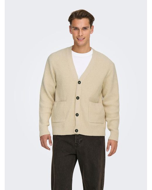 Only & Sons Strickjacke Onsframe in Natural für Herren