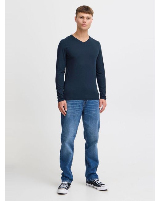 Solid Rundhalsshirt in Blue für Herren