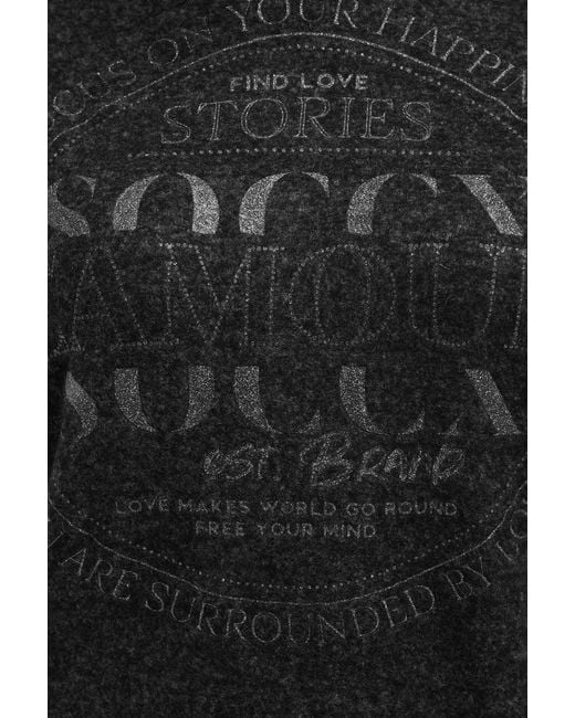 SOCCX Black Hoodie Aus Flauschstrick Mit Glitzer-Print