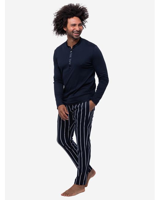 Mey Pyjama Lang Valsted in Blue für Herren