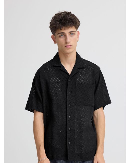 Solid Kurzarmhemd Sdteagan in Black für Herren