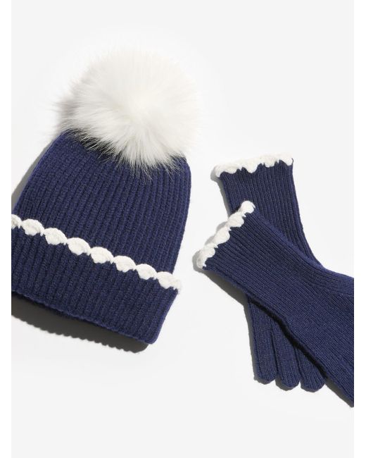 Love & Roses Blue Set: Mütze Und Handschuhe