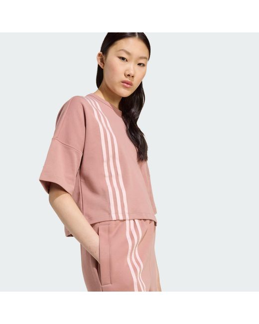 Adidas Originals Pink T-Shirt Off Placed 3-Stripes