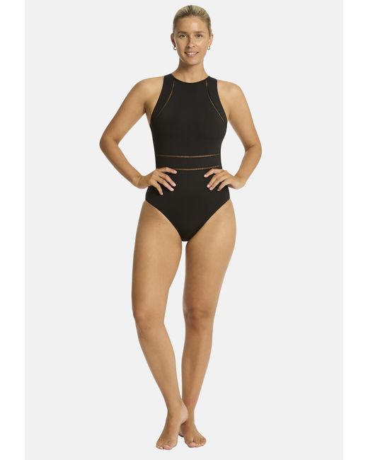 Sea Level Black Badeanzug Essentials