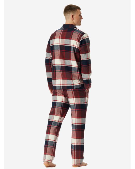 Schiesser Pyjama Lang Selected Premium Warming in Red für Herren