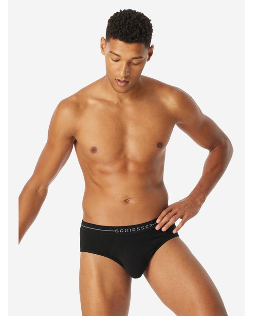 Schiesser Slip Cotton Flex in Black für Herren