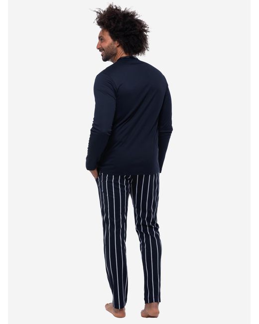 Mey Pyjama Lang Valsted in Blue für Herren