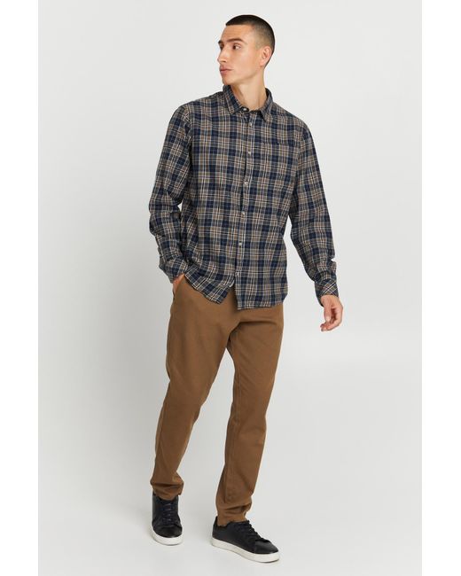 Solid Langarmhemd 'court' in Gray für Herren