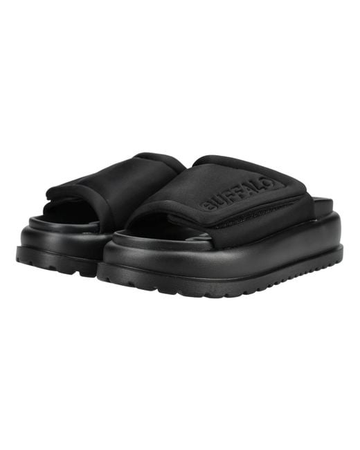 Buffalo Black Pantolette Palma Velcro