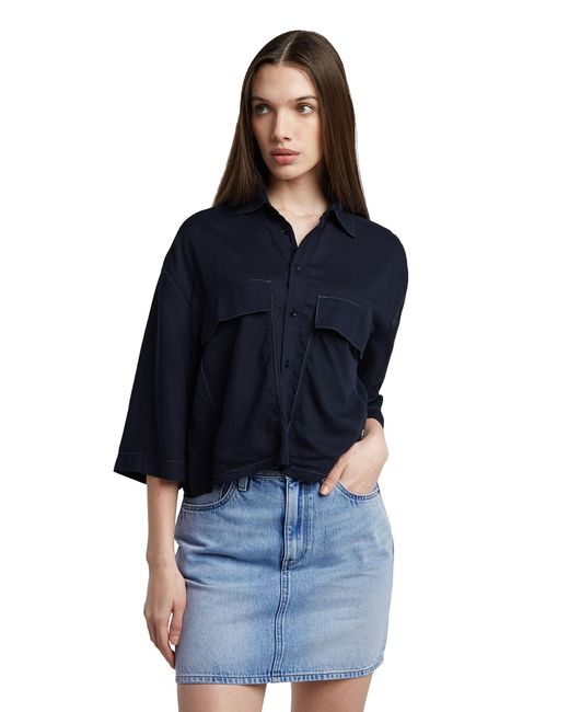 G-Star Blue Button Up Shirt 'Boxy'