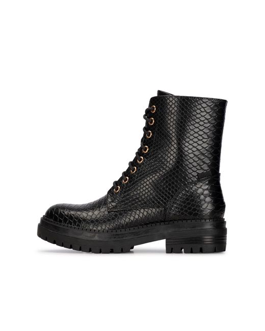 Posh By Poelman Black Schnürstiefelette 'Door'