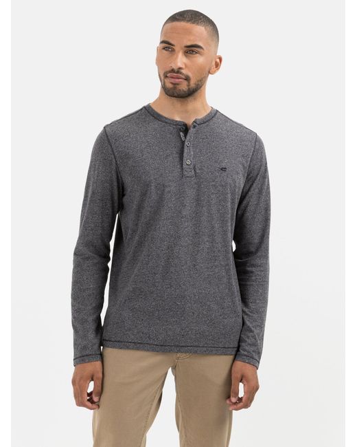 Camel Active Langarm Henleyshirt Aus Nachhaltigen Baumwollmix in Gray für Herren