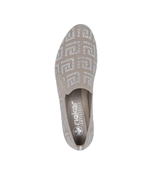Rieker Gray Slipper Halbschuh, Schlupfschuh, Blockabsatz, Loafer mit Glitzersteinchen