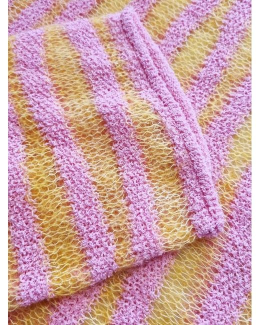 LIKS. Munich Pink Pullover Oversize Strickpullover Mohair Baumwollmix Gestreift