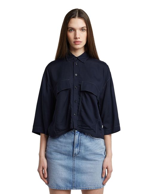 G-Star Blue Button Up Shirt 'Boxy'