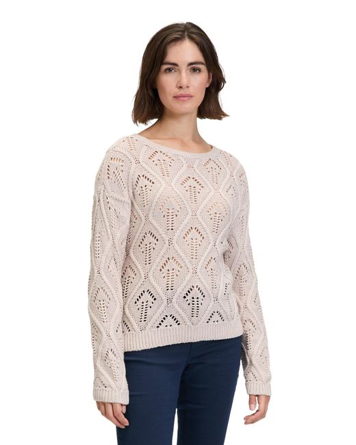 BETTY&CO Natural Pullover Mit Strickdetails