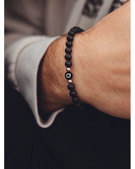 GOOD.designs Perlenarmband Mit Buchstabe Q in Black für Herren