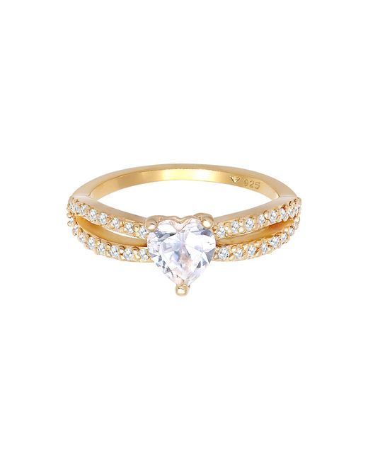 Elli Jewelry Metallic Ring Herz, Kristall Ring