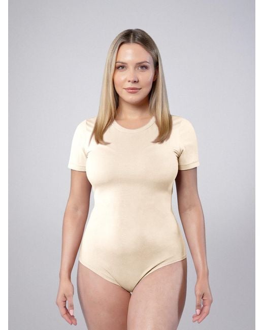 LEAFLETIC Natural Body Short Sleeve Crew Neck Bodysuit