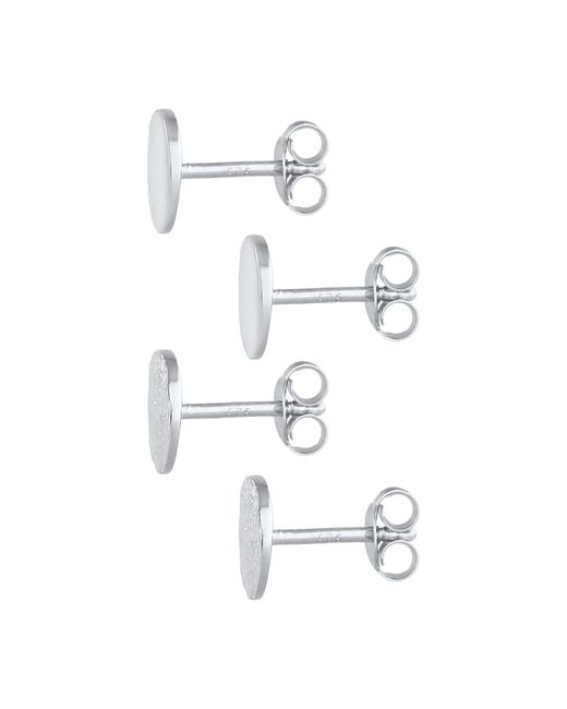 Elli Jewelry Metallic Ohrringe Basic Ohrstecker, Geo, Kreis, Textured