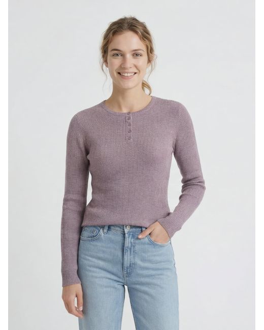 antargo Purple Pullover Basic Longsleeve With Buttons