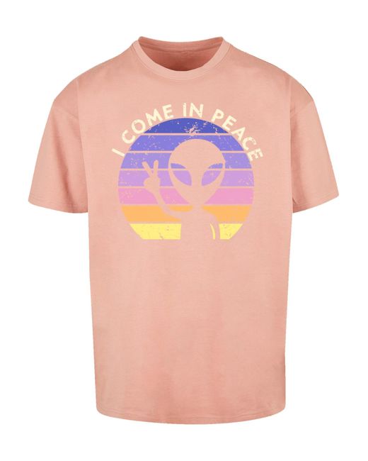 F4NT4STIC T-Shirt Alien Peace Sunset in Pink für Herren